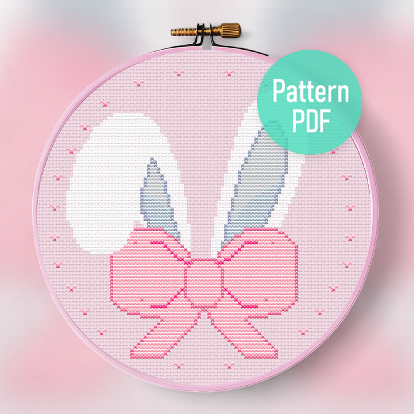 Kawaii Bunny Coquette Cross Stitch Pattern PDF