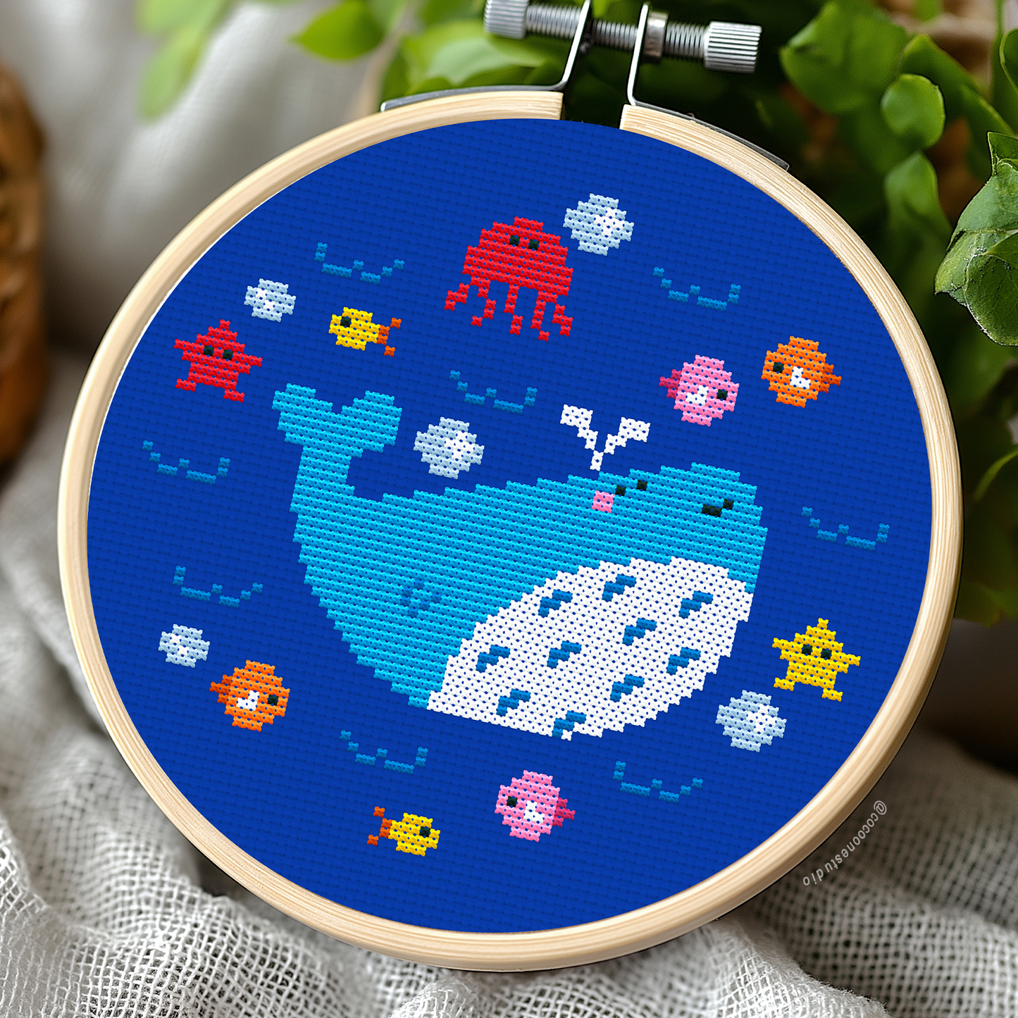 Blue Whale Cross Stitch Pattern PDF