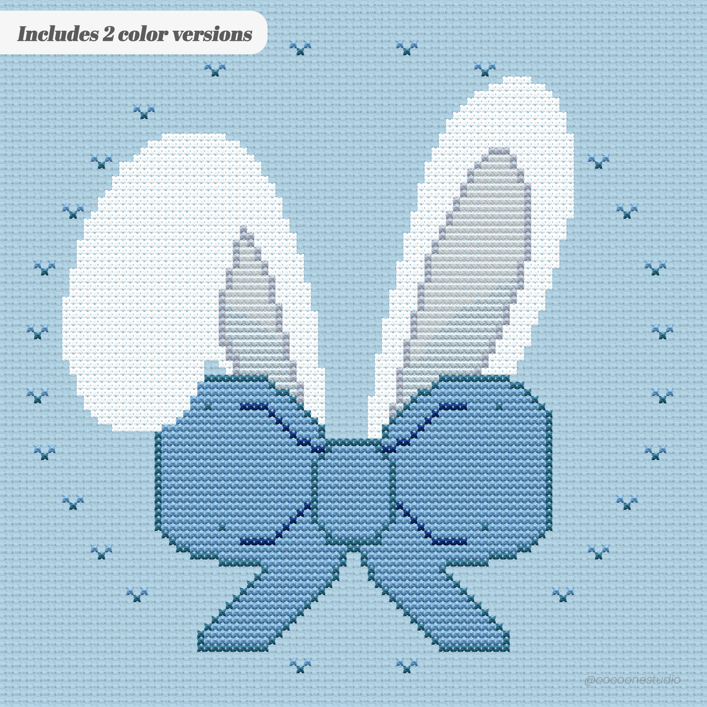 Kawaii Bunny Coquette Cross Stitch Pattern PDF