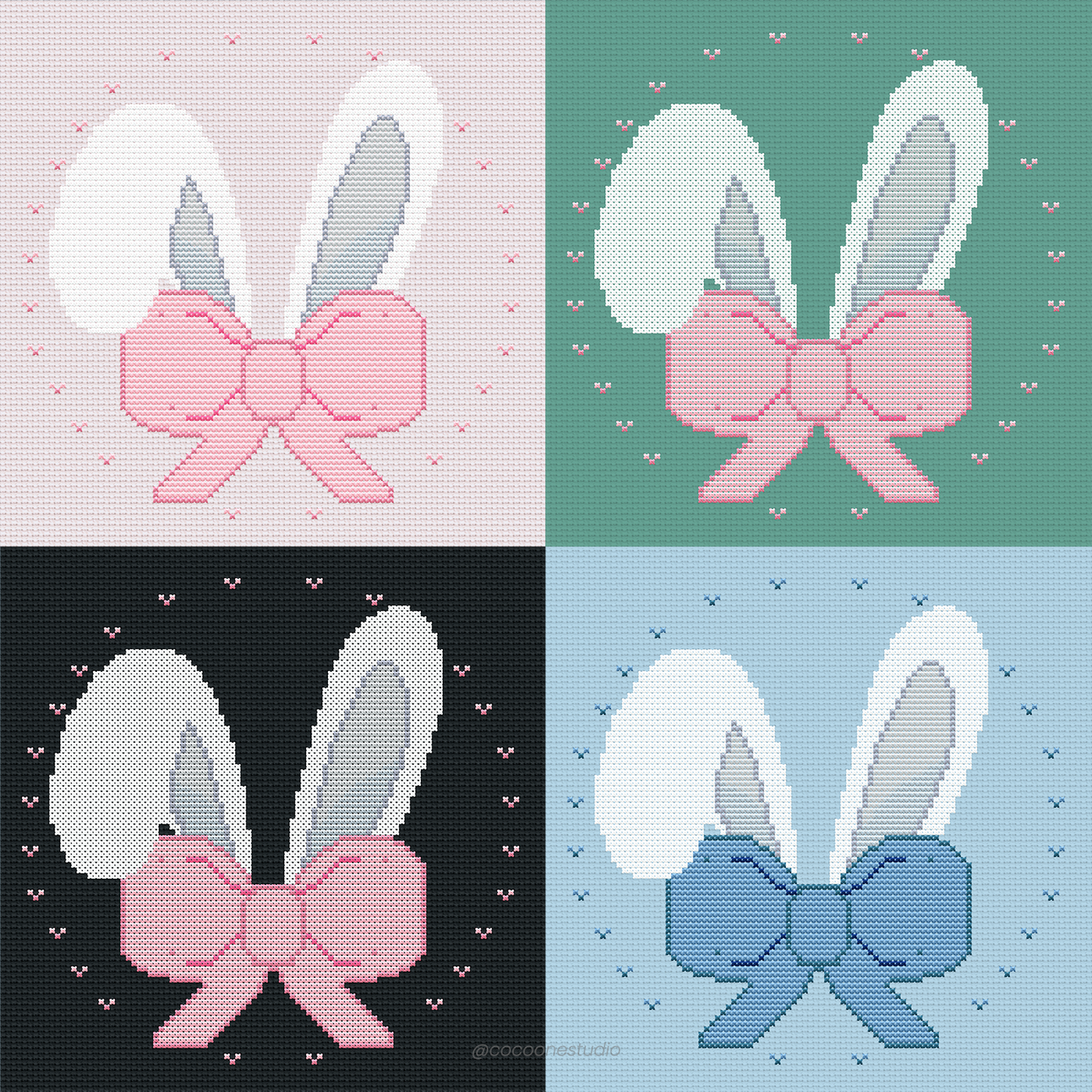 Kawaii Bunny Coquette Cross Stitch Pattern PDF