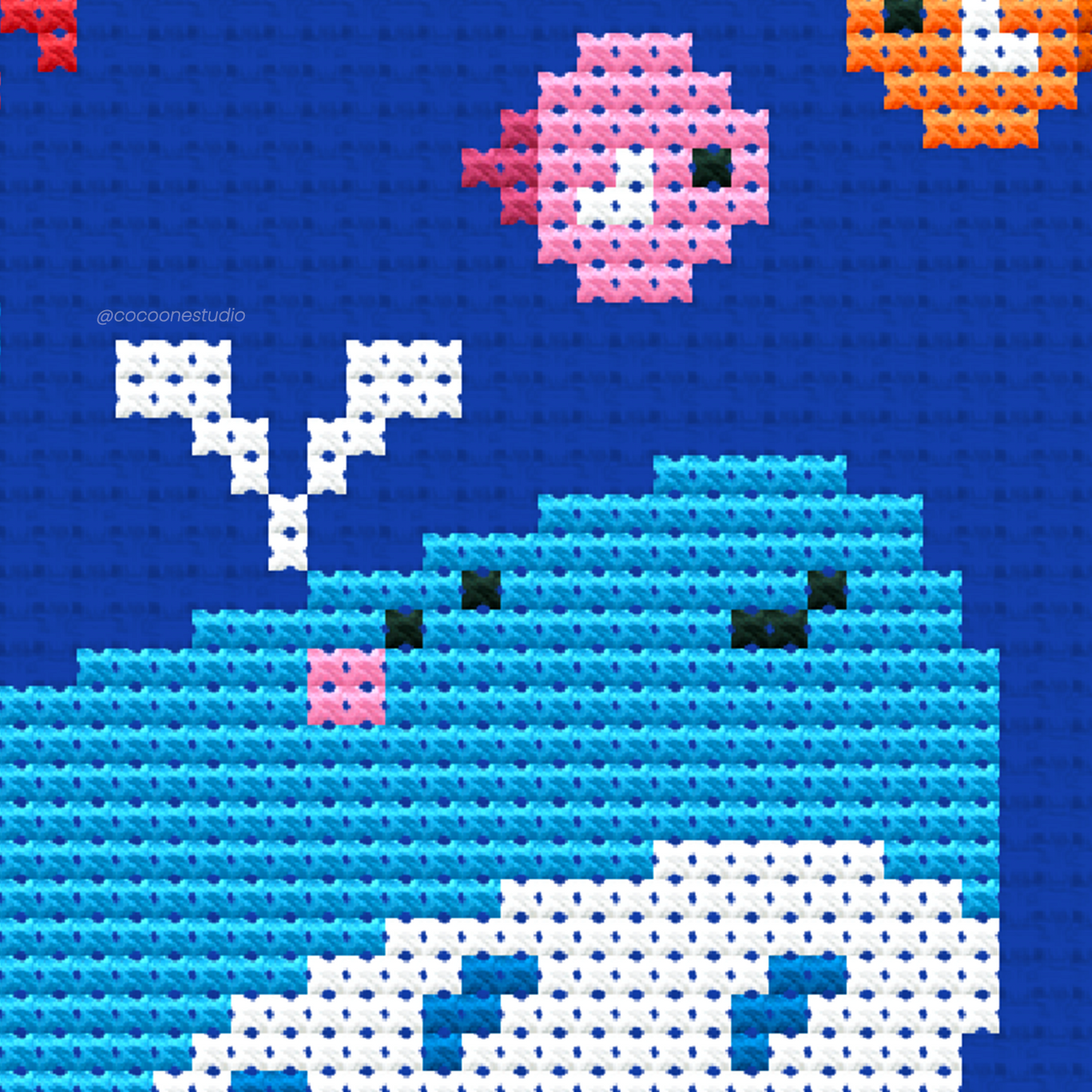 Blue Whale Cross Stitch Pattern PDF