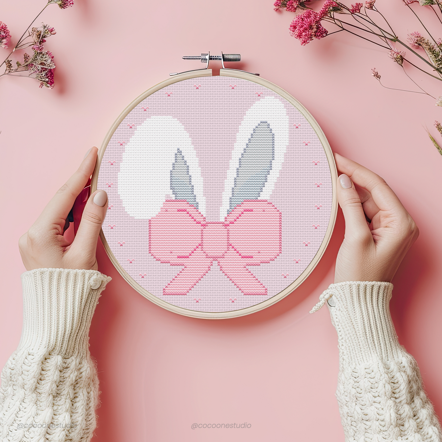 Kawaii Bunny Coquette Cross Stitch Pattern PDF
