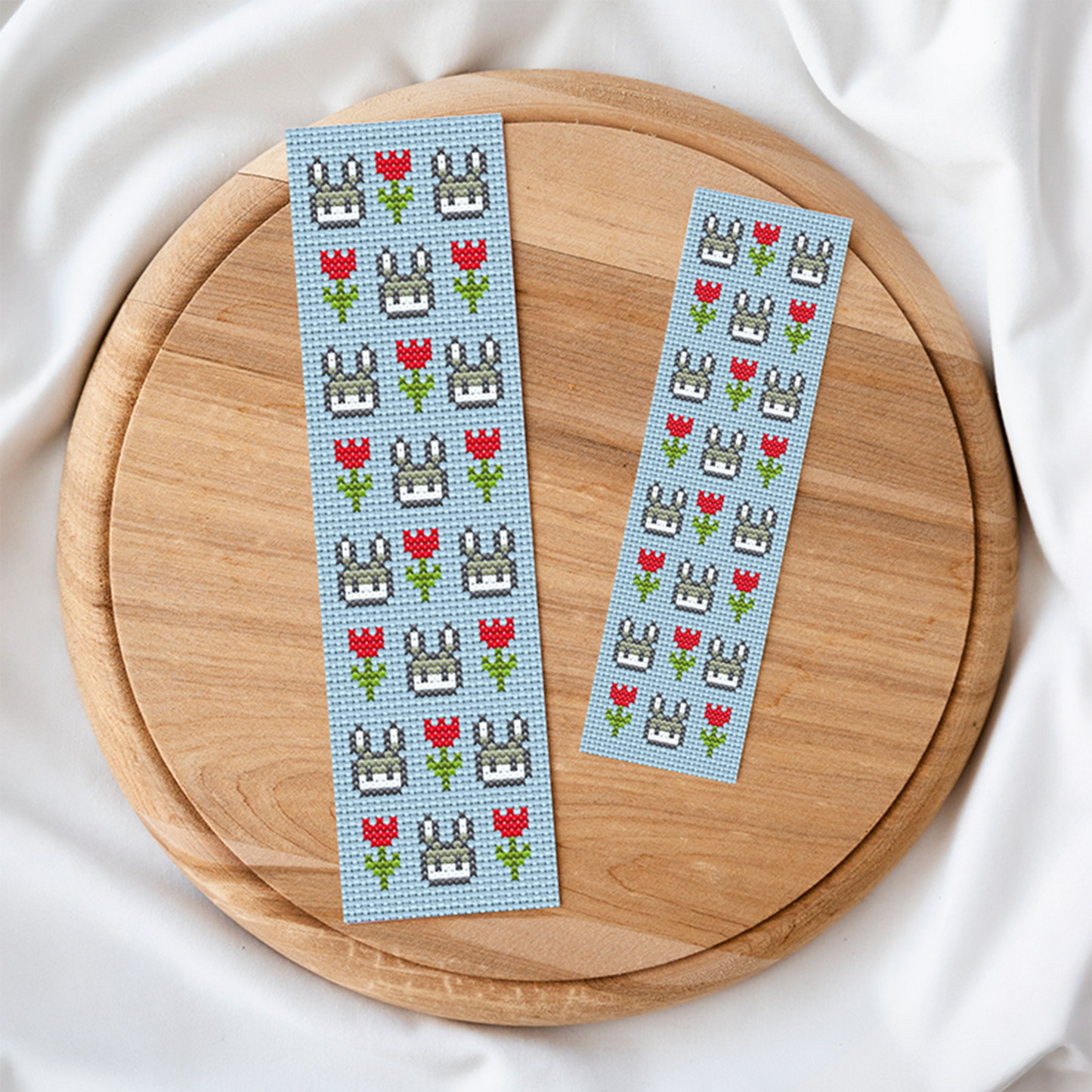 Bunny with Flowers Cross Stitch Bookmark Pattern PDF