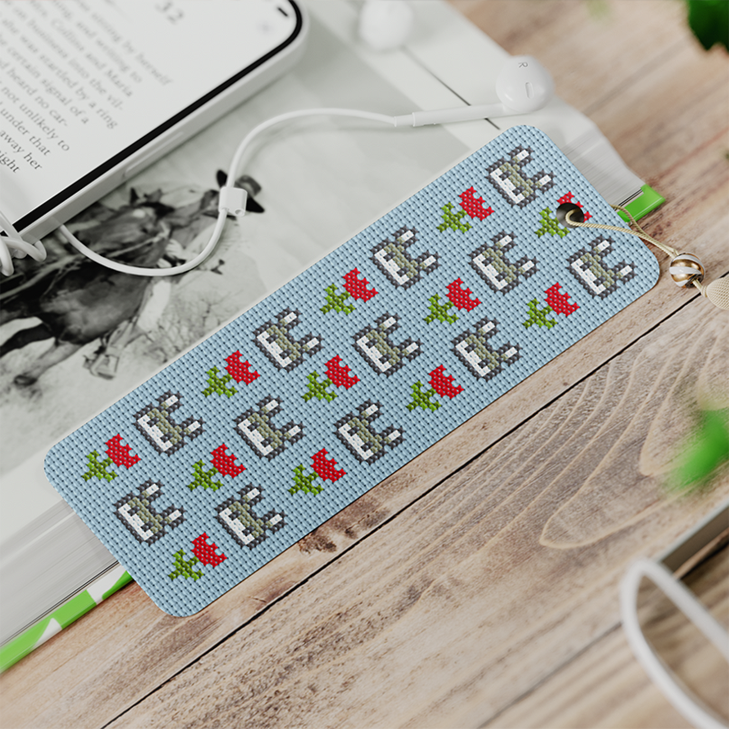 Bunny with Flowers Cross Stitch Bookmark Pattern PDF