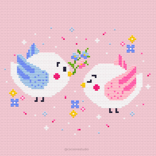 Floral Bluebird Cross Stitch Pattern PDF