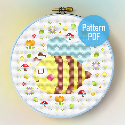 Cute Kawaii Floral Bee Cross Stitch PDF