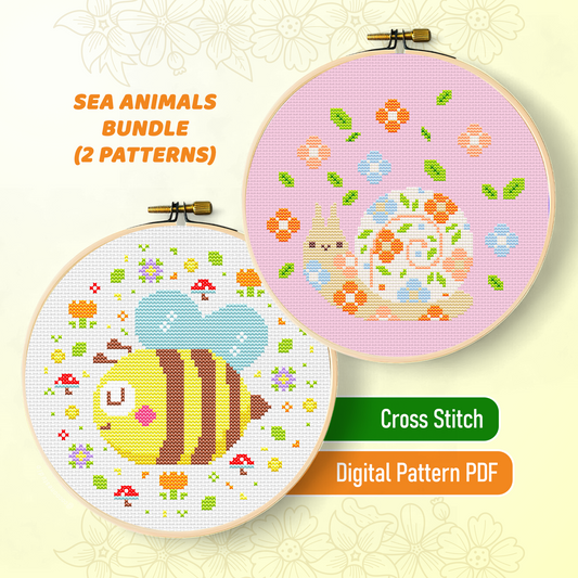 Flower Insects Cross Stitch PDF Bundle