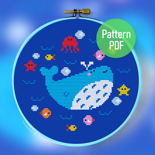 Blue Whale Cross Stitch Pattern PDF