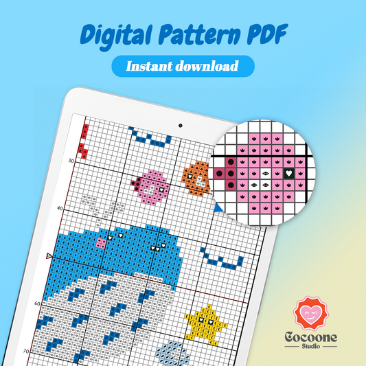 Blue Whale Cross Stitch Pattern PDF