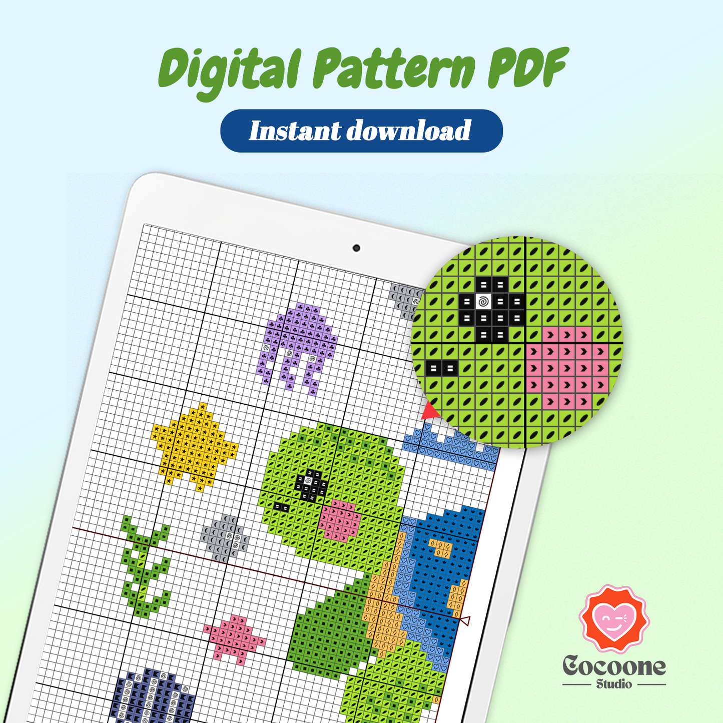 Turtle’s Ocean Party Cross Stitch Pattern PDF