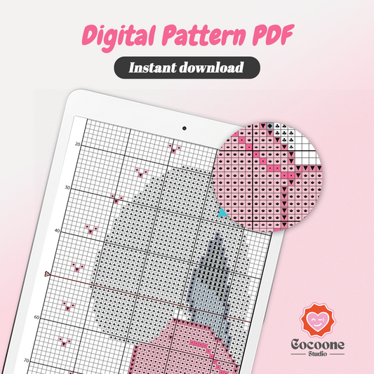Kawaii Bunny Coquette Cross Stitch Pattern PDF