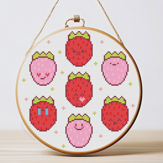 Kawaii Strawberry Cross Stitch Pattern PDF