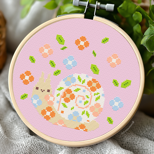 Kawaii Snail Cross Stitch Pattern PDF