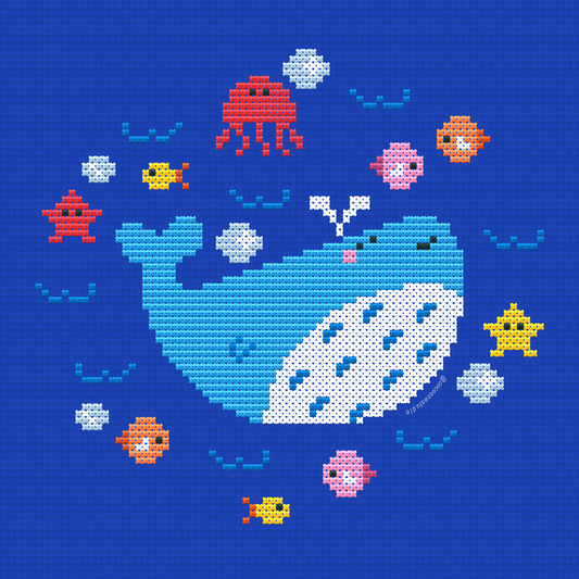 Cute Turtle & Whale Sea Animals Cross Stitch Pattern PDF Bundle
