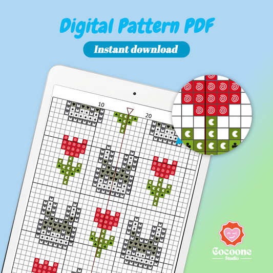 Bunny with Flowers Cross Stitch Bookmark Pattern PDF