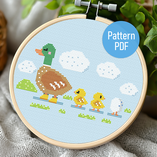 Duck & Ducklings Cross Stitch Pattern PDF