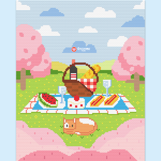 Cherry Blossom and Picnic Cross Stitch Pattern PDF Bundle