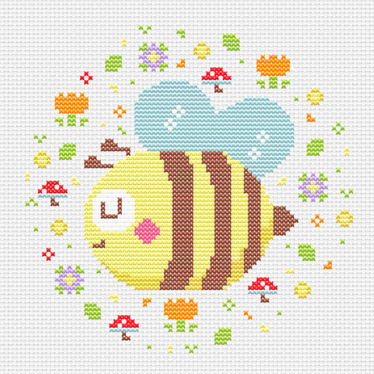 Cute Kawaii Floral Bee Cross Stitch PDF