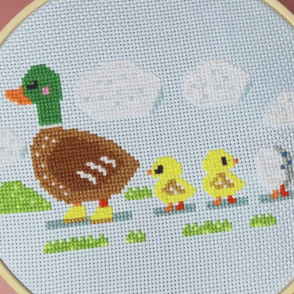 Duck & Ducklings Cross Stitch Pattern PDF